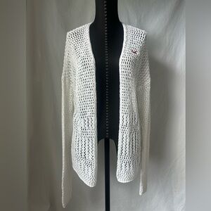 Hollister Open Knit White Cardigan Size Medium Fall Fashion Cottagecore